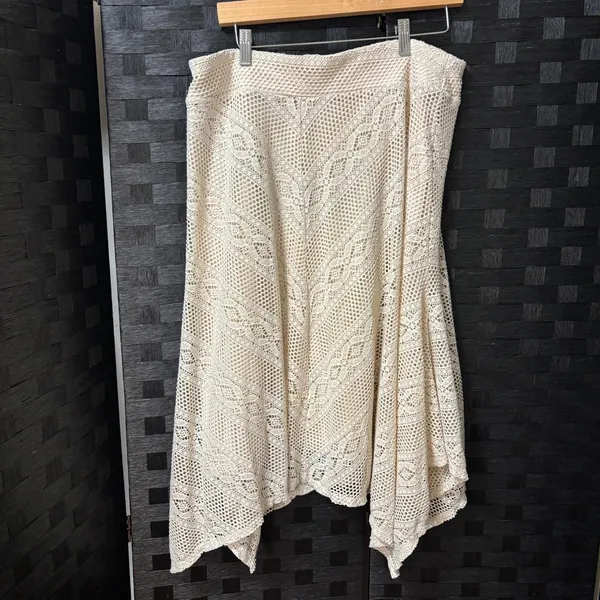 John Paul Richard Skirt Cream Lace Handkerchief Hem Boho Midi Cottage Festival L - Image 5