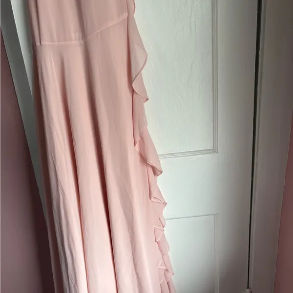 ASTR The Label Pink Chiffon Maxi Dress Ruffle Wrap Bridesmaid Formal Medium - Image 4