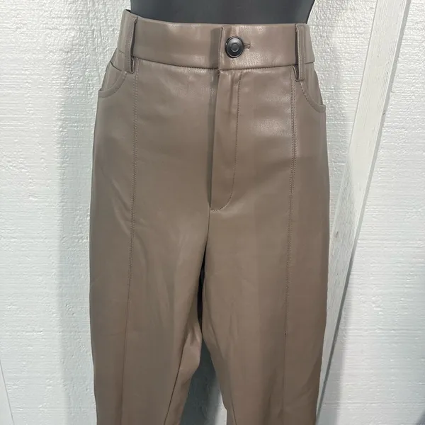 Zara Women’s Tan Skinny Faux Leather Pants Size Medium NWOT - Image 3