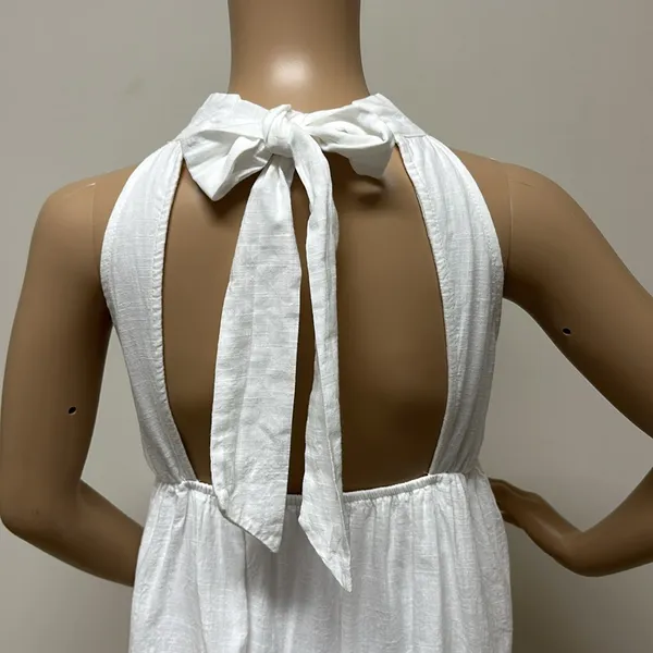 NWOT Reverse White Tiered Open Back Lined Midi Dress - Image 7
