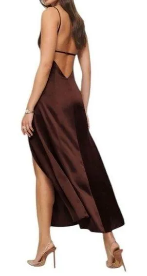 Reformation 100% silk Melina Brown Dress NEW - Image 2