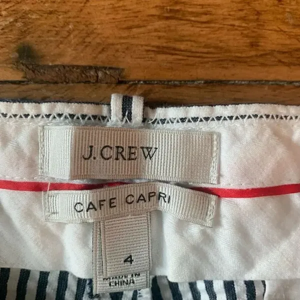 J Crew pinstripe seersucker Cafe Capri vacationcore 4 pants - Image 2