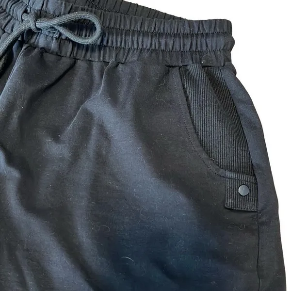 Another Love Womens Drawstring Cotton Blend High Waist Shorts Black Size‎ Medium - Image 2
