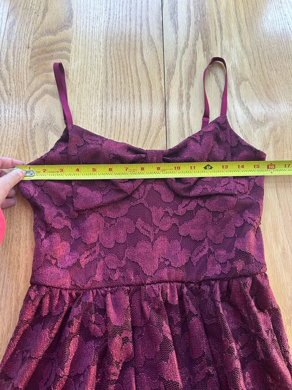 NWT American Rag Dress Medium Burgundy Sparkle Bow Lace Y2K Mini Party‎ Cocktail - Image 12