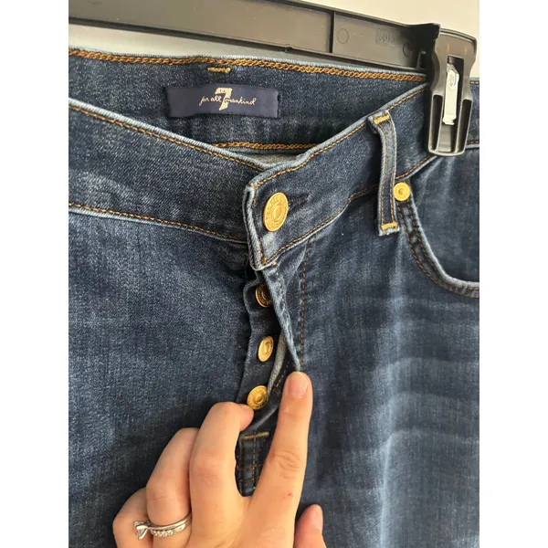 7 For All Mankind Josefina Ankle Skinny‎ Jeans Distressed Dark Wash Size 29 - Image 2