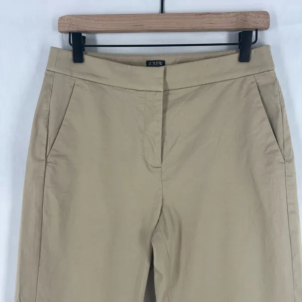 J.Crew Kate Dress Pants‎ Women 6 Beige Cotton Mid Rise Formal Straight Leg - Image 4