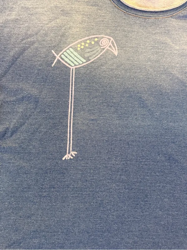 Wild‎ Palms Indigo Blue Bird Graphic Boxy Pocket Top Size Small - Image 10