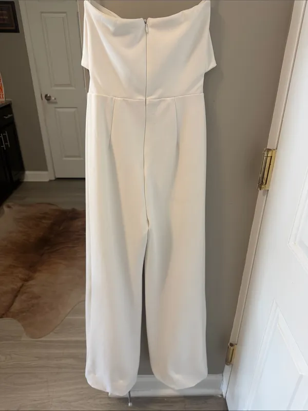 Lulus Ready to Impress White Strapless Tie-Front Wide-Leg Jumpsuit XS - Image 10