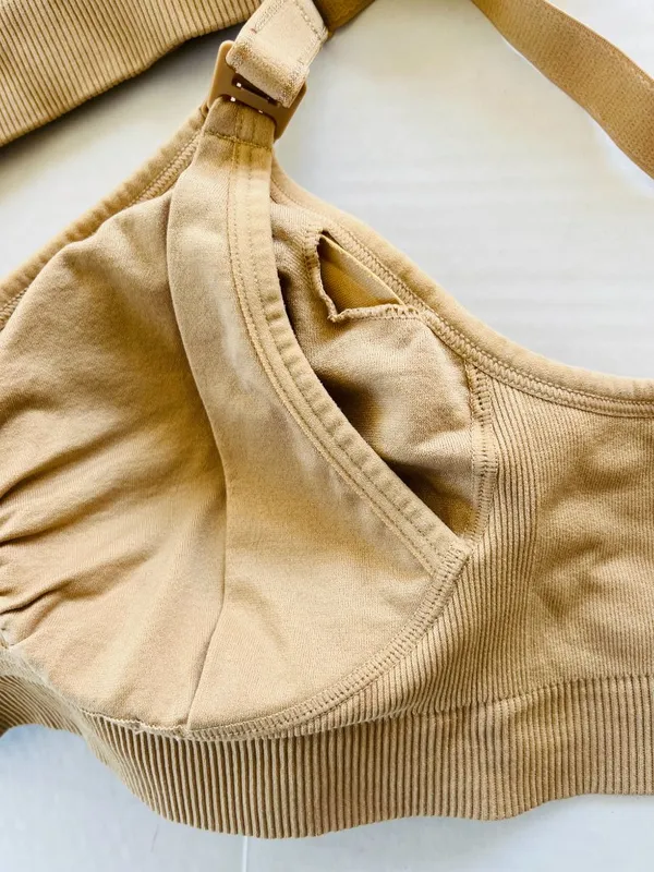HOFISH‎ Bundle 2 Sz M Tan Full Bust Seamless Nursing Maternity Bras Bralette - Image 7