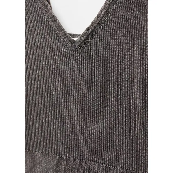 Mango Cotton V-Neck Tank Strap Top Choco Charcoal NWT Teens Medium - Image 7
