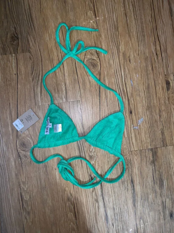 Tic Toc Green Bikini Top Terry Cloth - Image 2