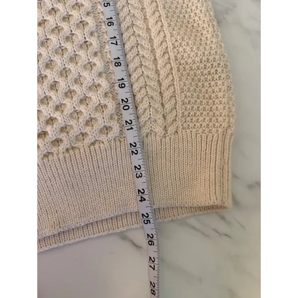 Original‎ Aran Co Womens Cream 100% Merino Wool Cable Knit Sweater Small Ireland - Image 9