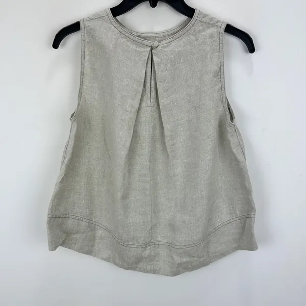 Madewell Linen Pleated Shell Top Sleeveless Minimalist Oat Beige XS NWT - Image 11