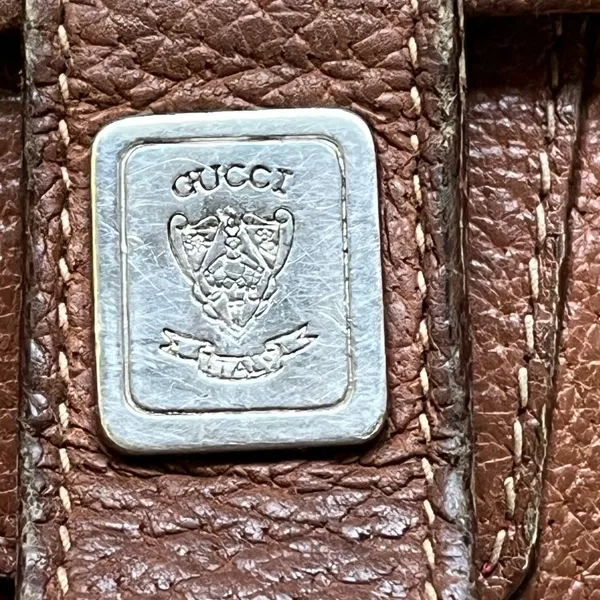 Gucci Vintage Brown Leather Messenger Crossbody Bag Est. 1970's Era - Image 15