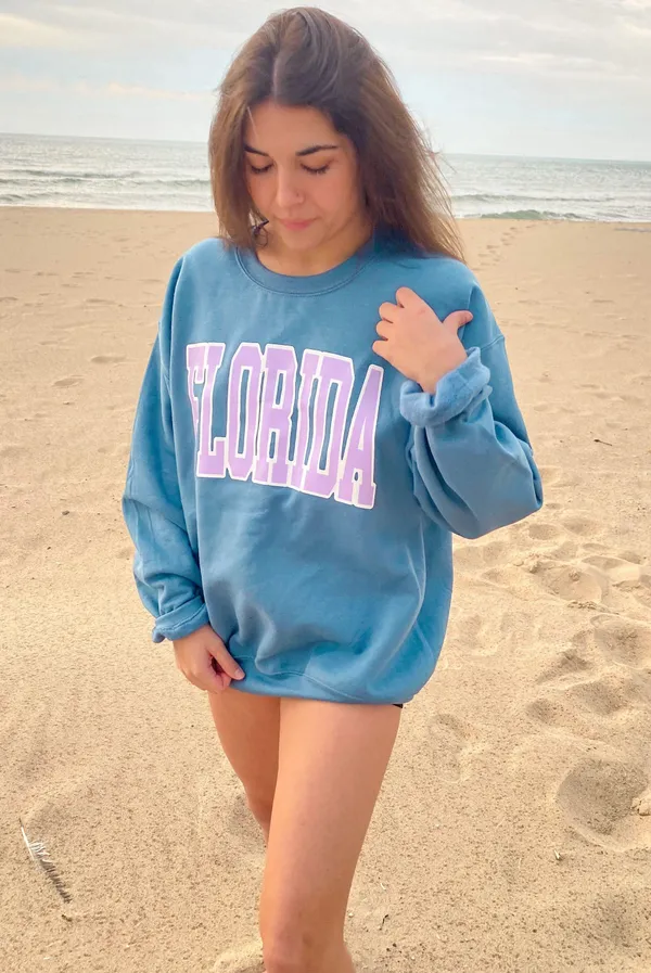 florida crewneck Blue Size L - Image 2