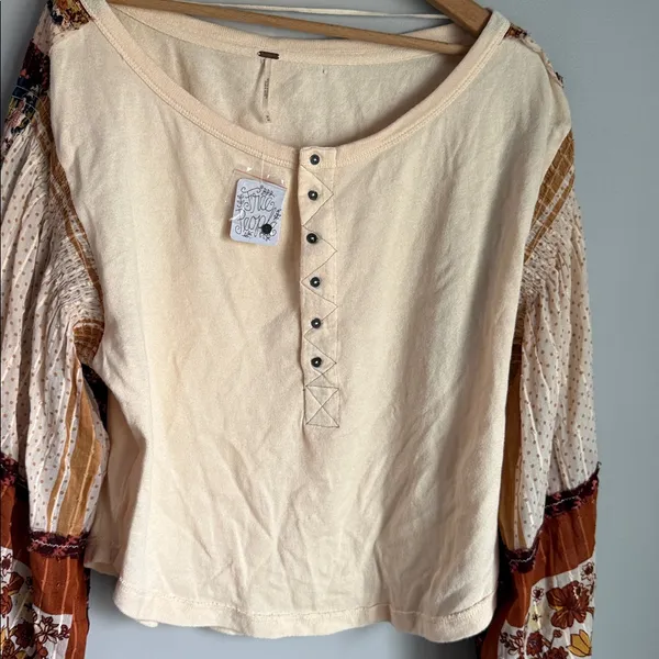 NEW Free People Vintage Combo Light Magic Henley Blouse Small - Image 6