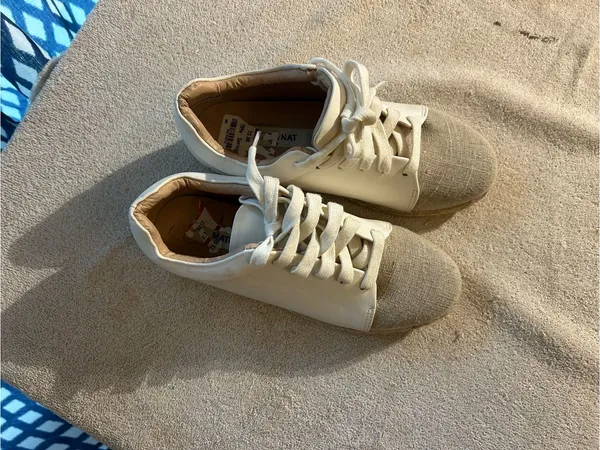 Women’s Neutral Canvas Espadrille Sneakers - Cream - Image 2