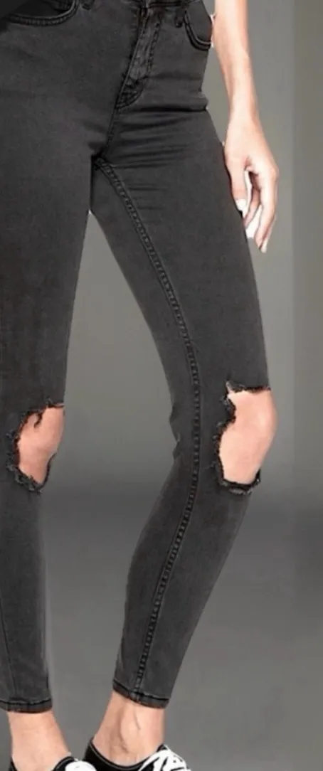 Free People High Rise Busted Skinny Stretch Carbon Jeans, 27 inseam/32 waist - Image 5