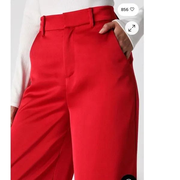Lulus Modern Approach Red Satin Wide-Leg Pants Size Small - Image 2