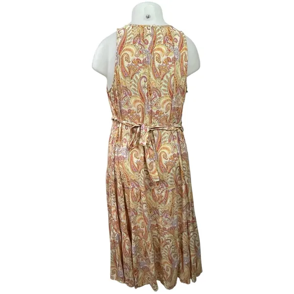 MNG Mango Nora Women's Multicolor Paisley Midi Tiered Boho A-Line Dress Size 2XL - Image 3