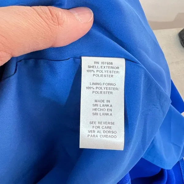 Nicole Miller Royal Blue Satin Sleeveless Flounce Formal Gown Size 8 - Image 11