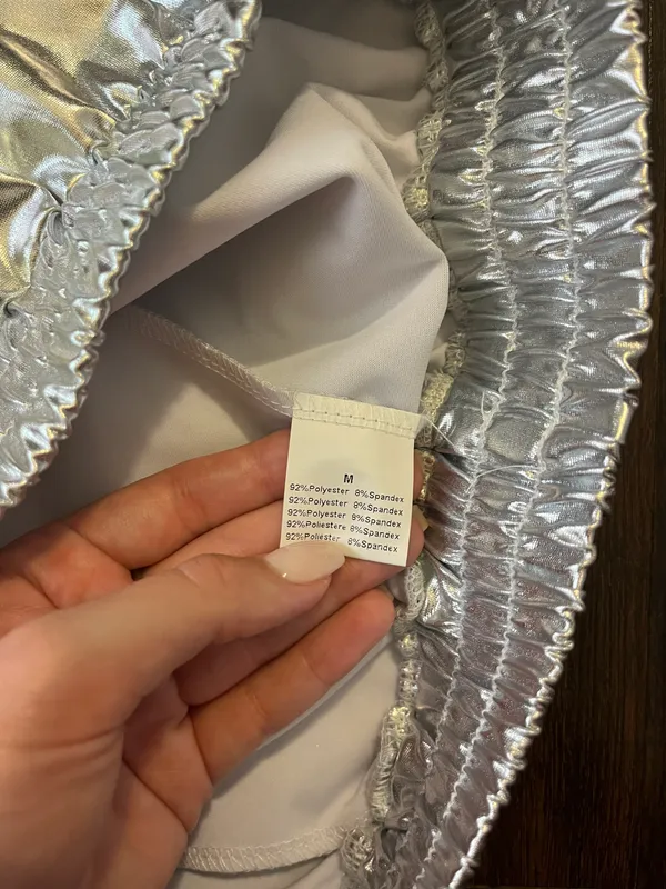Silver Metallic Shorts Size M - Image 3