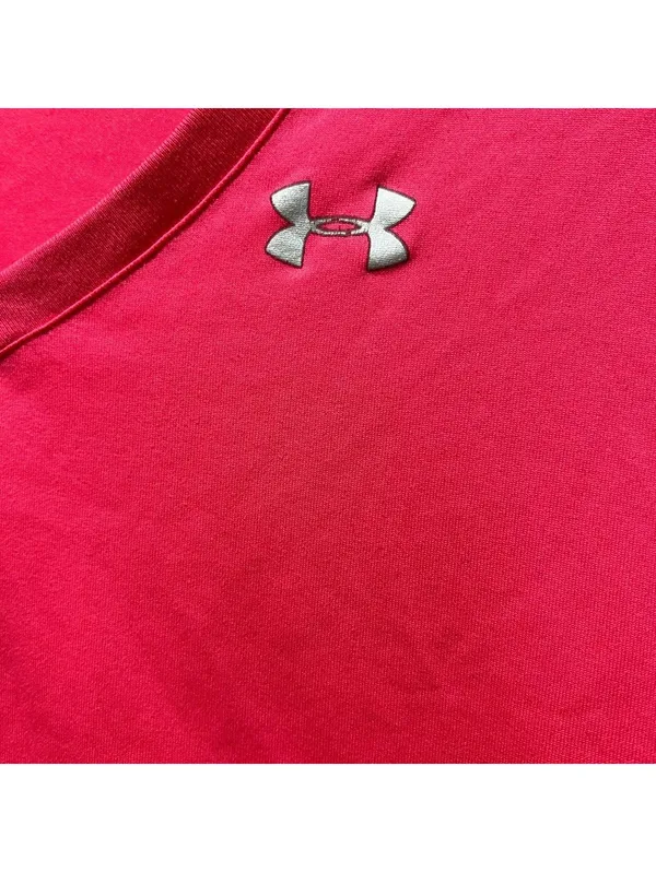 Hot Pink Women’s Under Armour V-Neck Dri-Fit Workout T-Shirt Size Small - Image 2