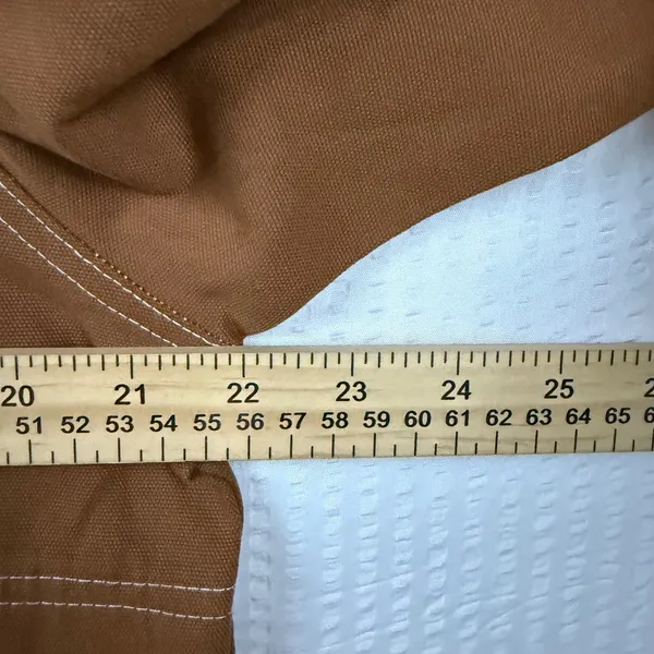 Brown Canvas Utility Jacket Gingham Trim Contrast Stitch Workwear Small - Image 8