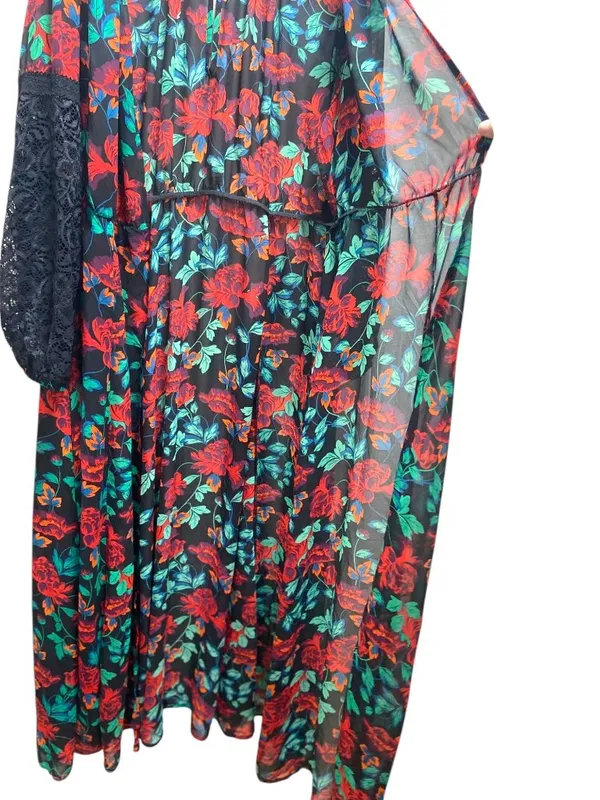Torrid Long Line Duster Cardigan Green Size 1X Floral Spring Bohemian Coastal - Image 9