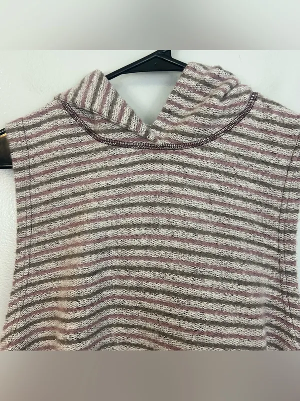 Free People Striped Sleevless Terry Cloth Hooded Plum/Mauve Sweater vest/top XS - Image 10
