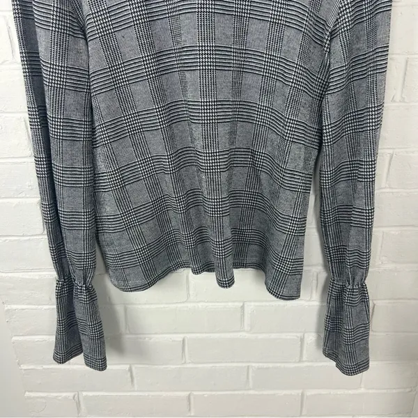 Zara Houndstooth Herringbone Knit Long Sleeve Top Size M - Image 5