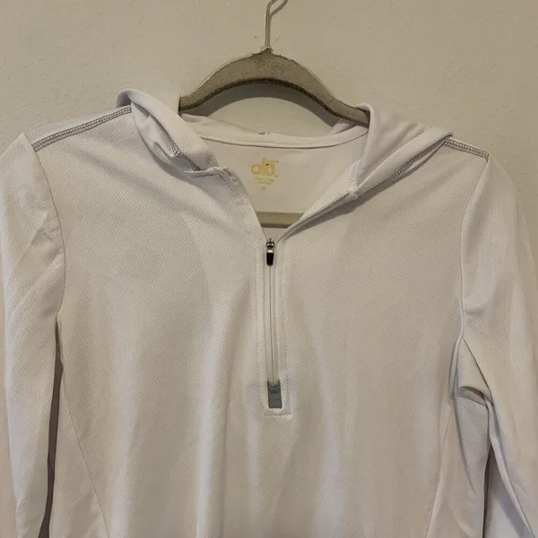 ALO Womens Size Medium White 1/4 Zip Athletic Activewear Pullover Hoodie Jacket - Image 2
