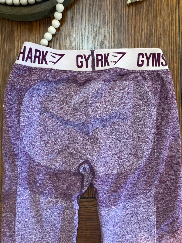 Gymshark flex leggings Dark Ruby Marl Low-Rise Waistband - Image 2