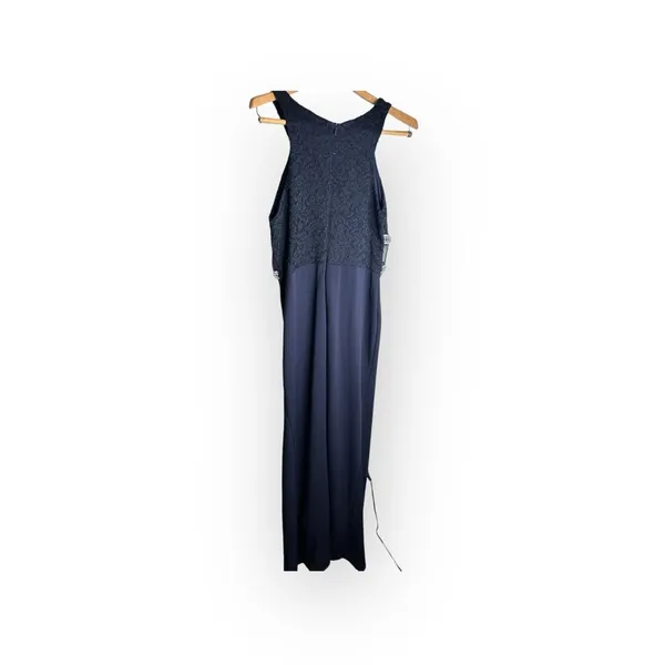 Women's blue halter‎ Lace Top maxi Bodycon dress Size (M) Sleeveless - Image 3