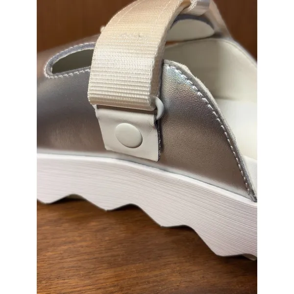 Sorel Viibe Metallic Silver Sea Salt Platform Clogs sz 11 Futuristic Chunky - Image 10