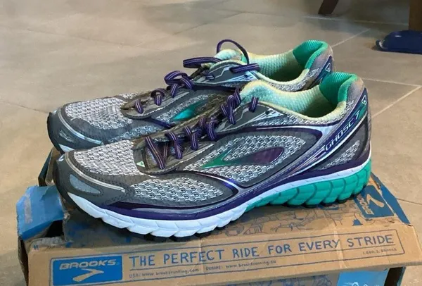 Brooks Women's Ghost 7 Athletic Shoes Gray/ Turquoise 1201611B953 - Image 10