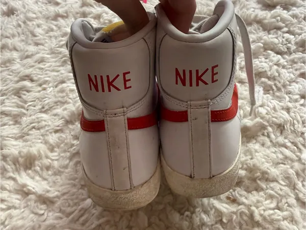 Nike Blazer Mid Vintage White Red Swoosh Sneakers - Image 4