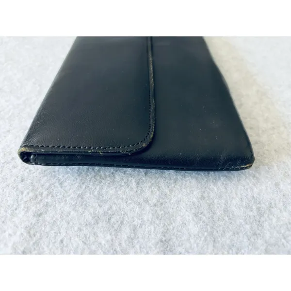 Vintage Black Leather Clutch Purse 1950s 60s made in England Rikes Dayton Ohio - Image 3
