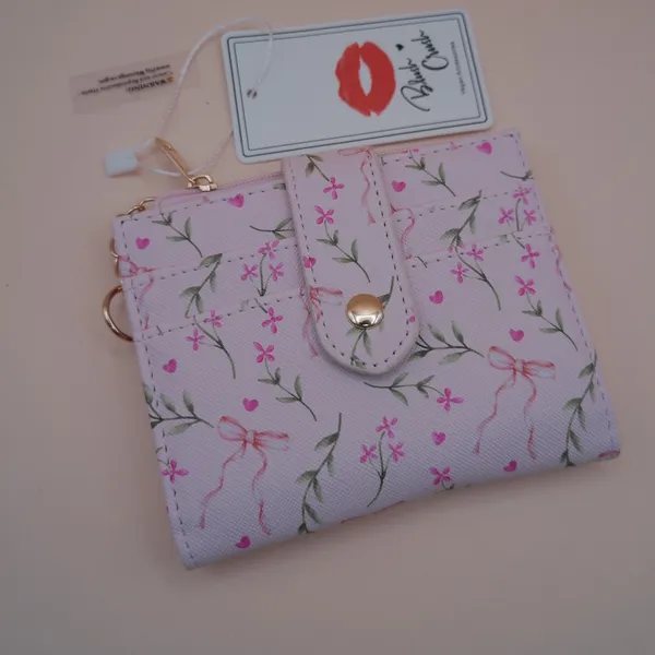 Blush Crush‎ Pink Floral Bow Vegan Leather Wallet NEW - Image 2