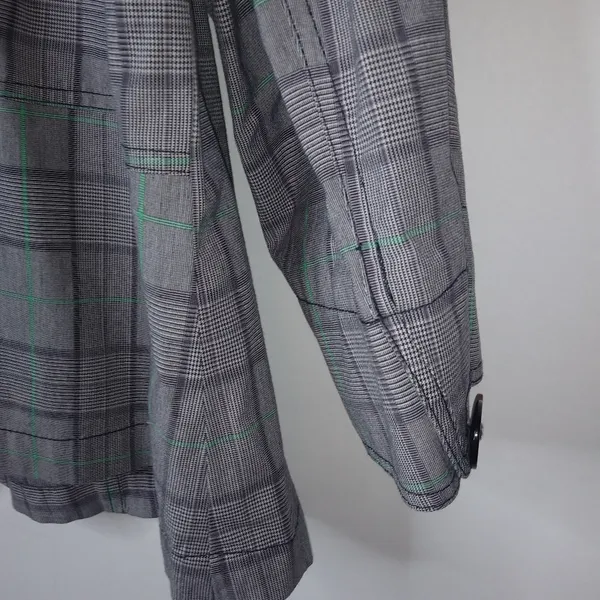 Venezia 18 Black White Fine Plaid Jacket Plus Green - Image 5