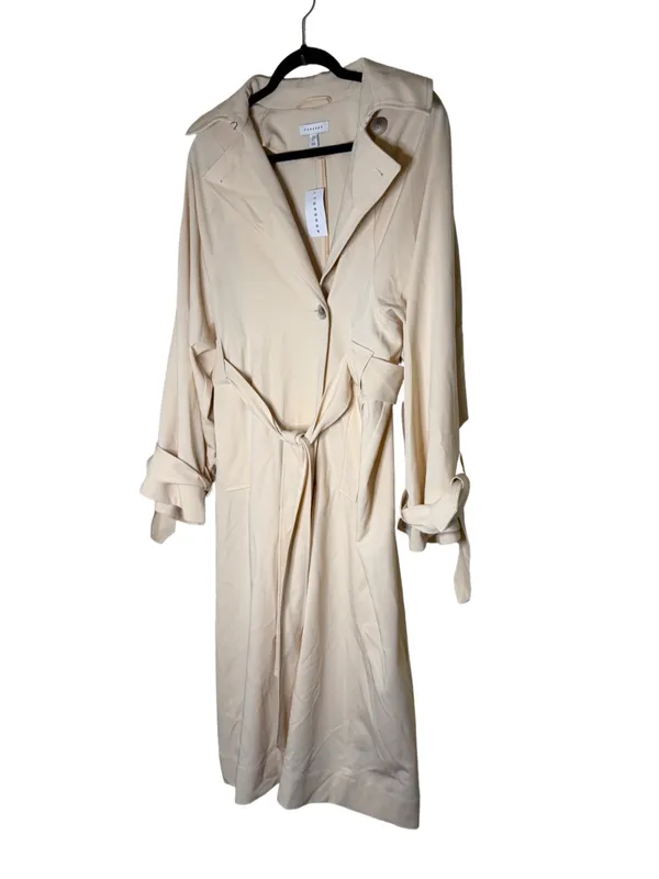Topshop NWT Cream Trench Coat Belted Long Sleeve Jacket Size 4 - Image 2