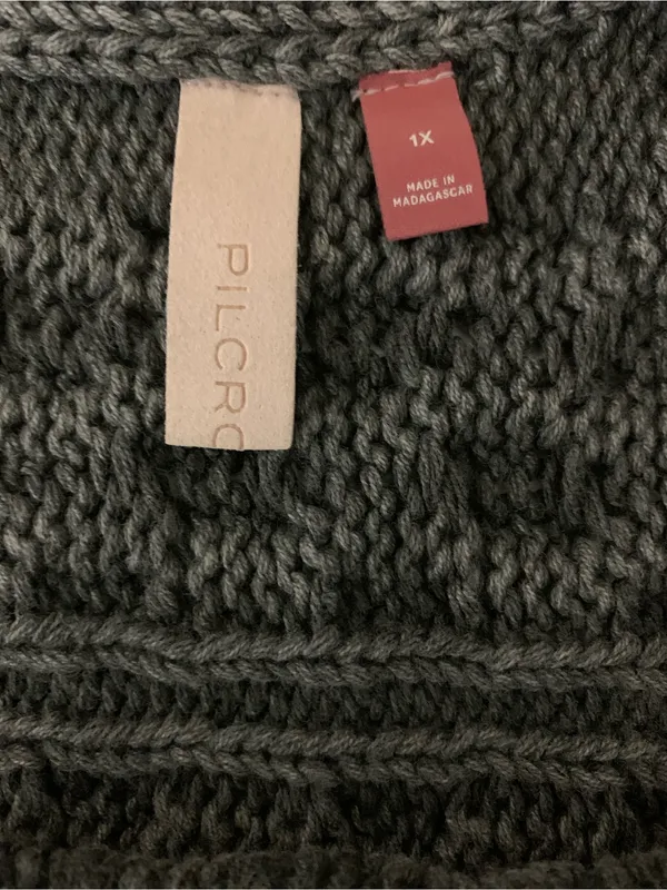 Anthropologie Pilcro Micro Fisherman Sweater 1X‎ Green Chunky Cable Knit - Image 4