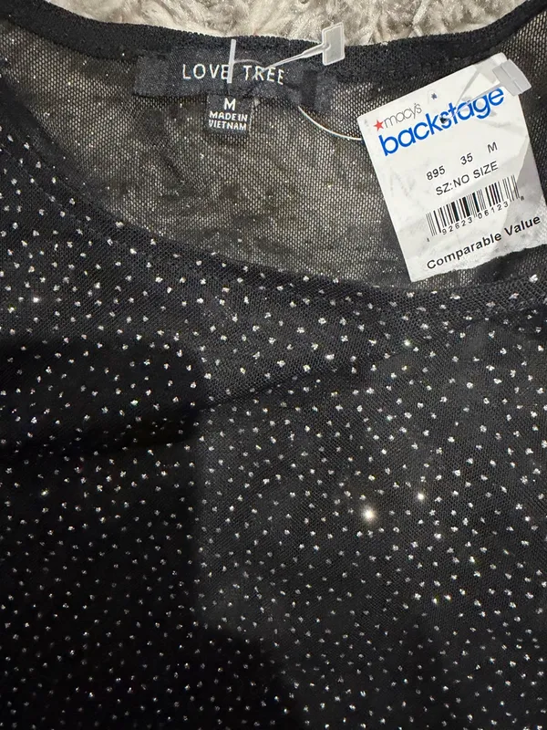 Love Tree Black Long-Sleeve Sparkle Crop Top - Image 6