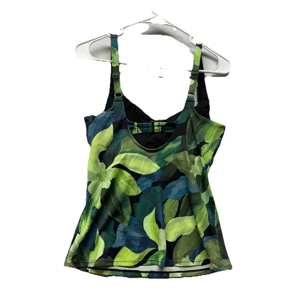Athleta 36B 36C Bondi Bra Cup Tankini Tropical Power of She Green Built In Bra - Image 2