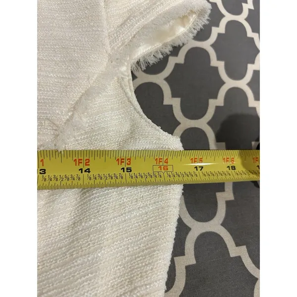 Antonio Melani Dress Women’s Size 2 Cream Tweed Dress Lace Cap Sleeves Pleated - Image 7