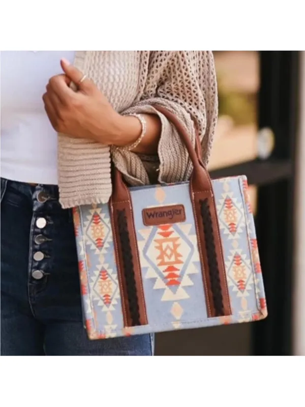 Wrangler Aztec Blue Western Tote Bag Crossbody Purse - Image 7