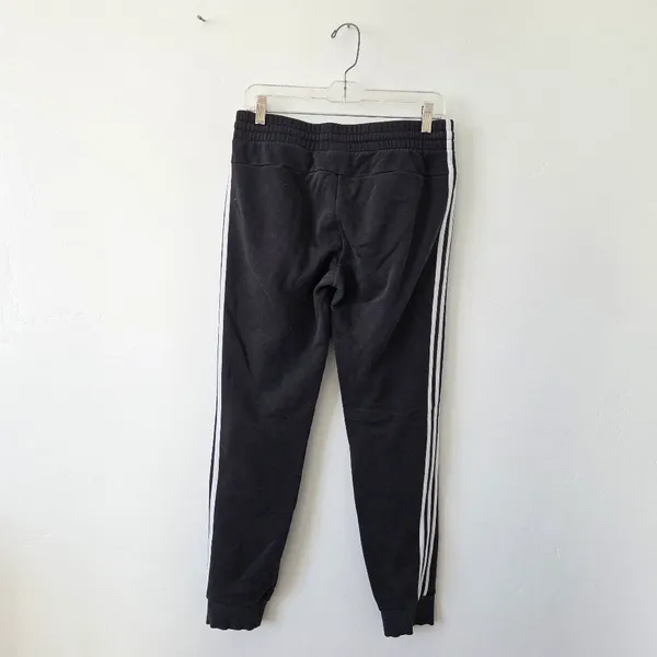 Women's Adidas Jogger Sweatpants Thick Cozy Logo Black Sporty Athletic Y2K 90s M - Image 7