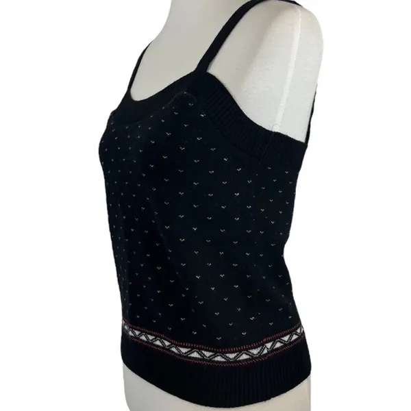 Anthropologie Black Knit Spaghetti Strap Camisole with Accent Border - Image 2