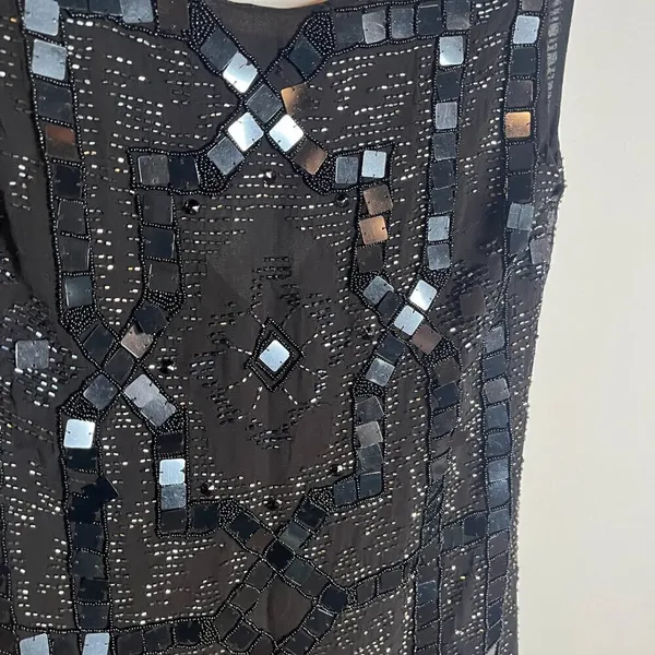 Free People Speak Easy Beaded Mini Dress Black - Image 3