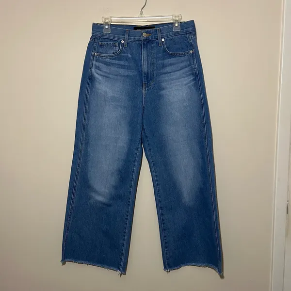 Veronica Beard Jeans Taylor Wide Leg Crop Raw Hem High‎ Rise Enough Said Size 30 - Image 2